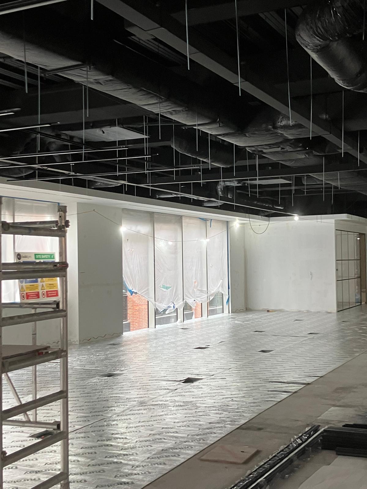 Ceiling and lighting works in progress